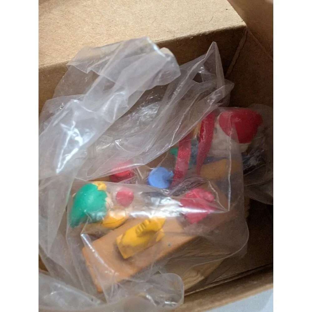 Avon Christmas with Santa in the Workshop‎ molded plastic ornament vtg w/ box